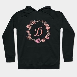 Letter D Rose Pink Initial Monogram - Letter D Hoodie